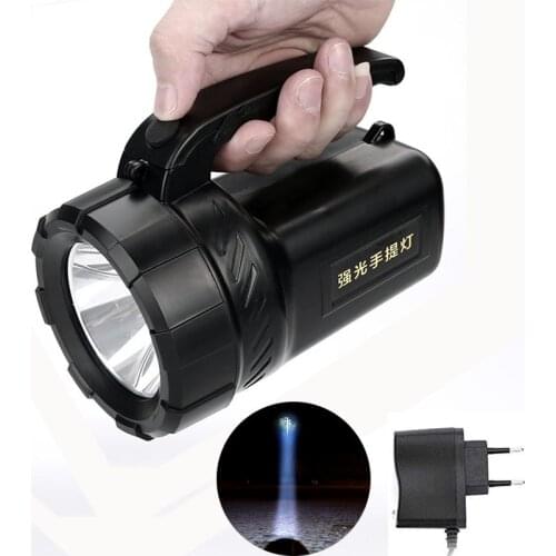 Super Bright Flashlight Torch Searchlight Handheld Portable LED Spotlight AC Rechargeable Torch Lamp For Outdoor Camping Hiking