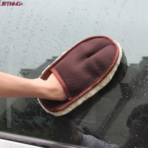 JETTING Car Window Cleaning Beige Car Cleaning Cloth Wool Glove Wash Cleaning Supplies for Car Accessories microfiber car wash
