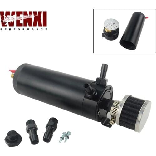 Universal Billet Aluminum Baffled 2-port Oil Catch Can Tank with Breather Filter Engine Mini Oil Separator WX-TK94