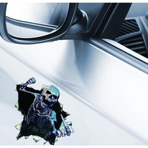 Waterproof 3D Car Decals Sticker 16X15cm Scary Silent Skull Reflective Sticker Car Window Home Decoration Decal Decor Safety