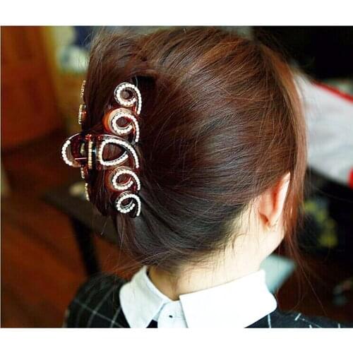 Extra Large Hair Claws Womens Hair Accessories Wave Shape Hairpin Girls Ponytail Clips Black/Brown Size 11.8cm Long HC423