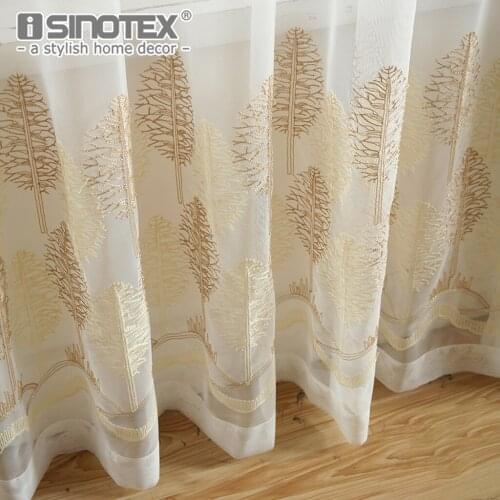 Window Curtain Voile Sheer Curtain Leaves Embroidery Tulle Linen Fabrics for Bedroom Living Room Kid Bedroom Drape Panel 1PCS