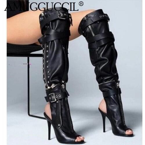 Customize 2020 New Plus Big Size 35-52 Black Buckle Zipper Fashion Sexy High Heel Spring Females Ladies Women Summer Boots X1816