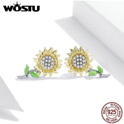 925 Sterling Silver Sunflower Earrings Crystal Earrings For Women New Girl Fashion Korea Silver Jewelry 2020