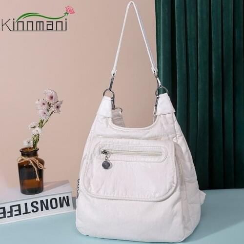 The New Double Back Method 4 Colors Women Backpack High Quality PU Leather Backpack Large Capacity Simple School Bags For Girls