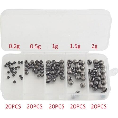 100Pcs/box Open Bite Lead Set Bare Fishing-clip Drop Biting Round Plumb Bob Auxiliary Fishing Tackle Gear Auxiliary Fishing Tool