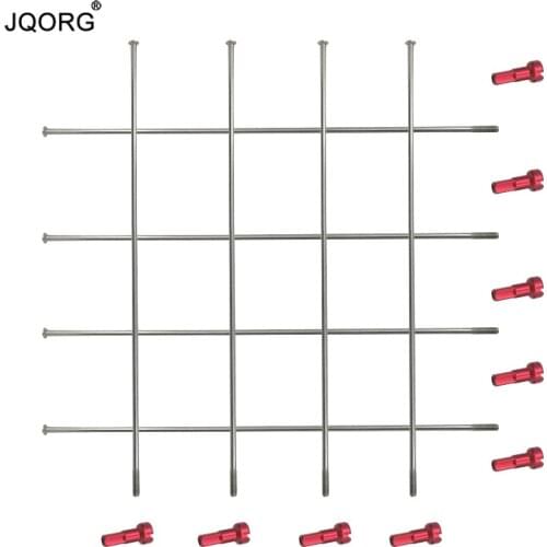 16 Pieces A Lot 14G Spokes With Red Color Aluminum Alloy Material Nipples 304 Stainless Steel Straight Pull Bicycle Spoke