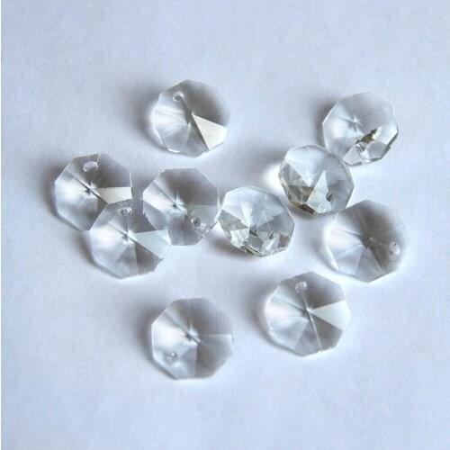 2000pcs/Lot 14mm Crystal Octagon Beads In One Hole For Wedding Strands Chandelier Bead Parts