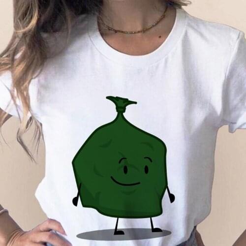 2021 Summer Womens T-shirt Kawaii Garbage bag Environmental Protection Printed tees Short Sleeve tshirt Harajuku Lady Tshirt