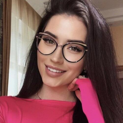 2021 New TR90 Fashion Vintage Anti-blue Cat Eye Glasses Frame Women Brand Optical Transparent Eyeglasses Female Oculos Feminino