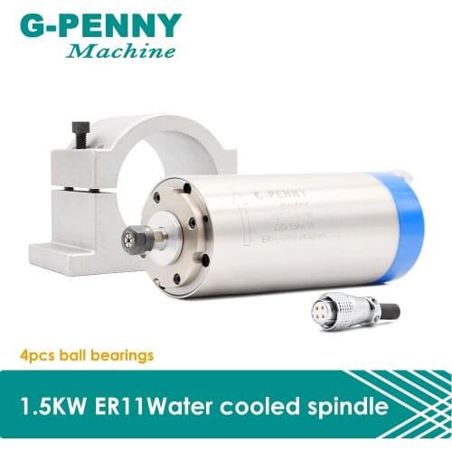 1.5KW ER11 Water cooled spindle motor 220v/380v CNC Spindle Wood working spindle 80*200mm & 80mm Spindle Cast Clamping Bracket