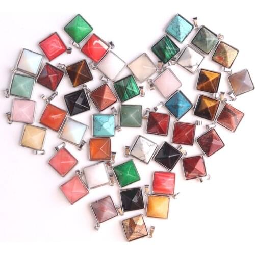 50pcs Natural Healing Gem Stone Necklace Pendants Carnelian Agates Crystal Quartz Turquoises Tiger Eyes Jewelry Reiki Jewelry