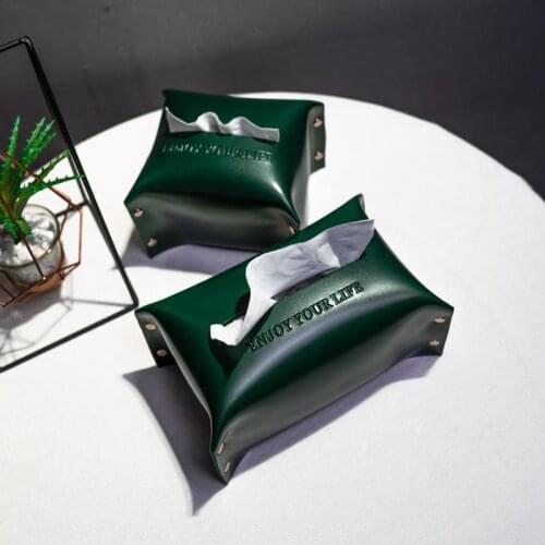Large Paper Box- Simple Style Solid Color Leather Waterproof Square Storage Living Bathroom Folding Tissue Box Origanizer New
