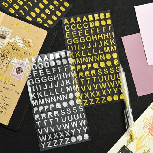 Bronzing Gold Silver Letters Alphabet Number Stickers for Keyboard DIY Decorative Scrapbooking Craft Diary Label Seal Sticker