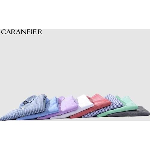 CARANFIER High Quality Mens Work Oxford Shirts Anti-wrinkle Brand Soft Long Sleeve Twill Men Dress Shirts White Male Tops