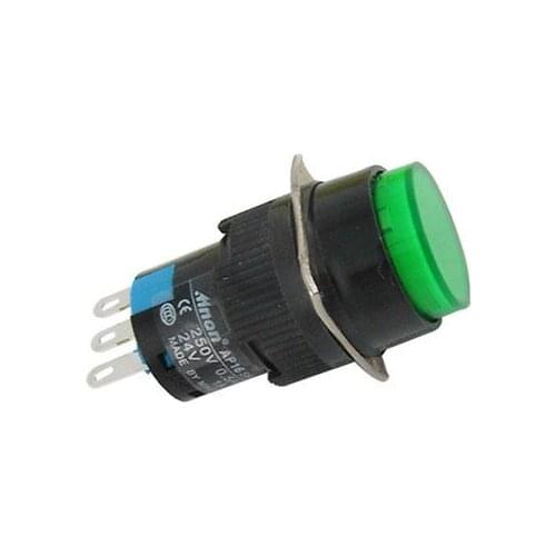 Green Black DC 24V Momentary Press Lamp Button Switch