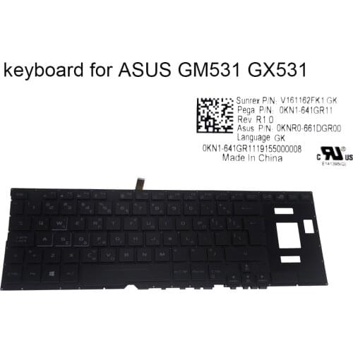 GK backlight keyboard for Asus ROG Zephyrus S GM531 GX531GM GX531GS GX531GV GX531 GW Greek Greece laptops keyboards V161162FK1