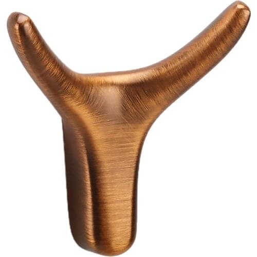 K1KA Cute Robe Hook Double Hook Storage Rustproof for Bathroom Organizer Coat Towels Holder Zinc Alloy Black/Gold/Gray/Brown