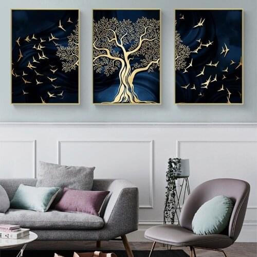 Full Square round drills 5d 3 panel Diamond painting Abstract Golden Tree diamond mosaic Embroidery rhinestone gift