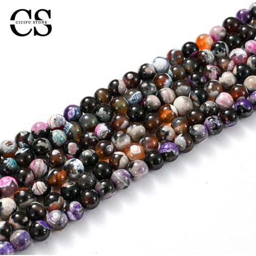 Coffee Bottom Double Color Fire Agates Beads Natural Stone Beads for Jewelry Making DIY Bracelet Neckalce Charms 4/6/8/10/12 MM