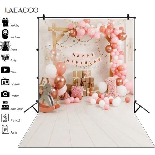 White Wooden Floor Baby Birthday Party Decor Photography Backdrops Balloons Toys Baby Portrait Background Photo Studio Photozone