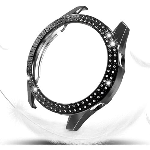 Lightweight Two Rows Diamond PC Cover for Huawei Watch GT 2 1 46mm Case Thin GT2 Bumper Luxury Bling Frame Accessories