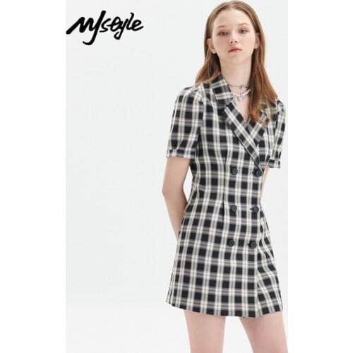 MJstyle2021 Retro Plaid Sexy V Neck Mini Dresses Women Casual Party Short Fashion Suit Short Dresses for Teenage Girs 621060021