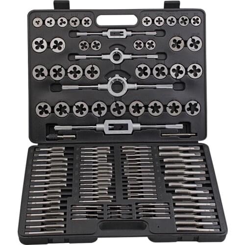 110Pcs Tap and Die Set Tungsten Steel Titanium Tap and Die Combination Set For Cutting External & Internal Threads