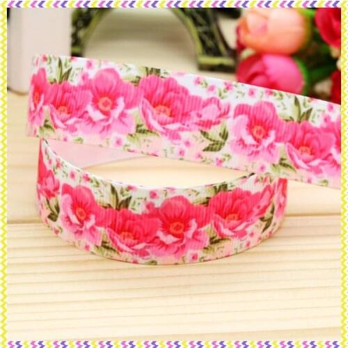 New 7/8'' Free shipping flowers printed grosgrain ribbon hair bow headwear party decoration wholesale OEM 22mm H3868