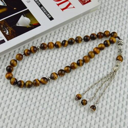 New !! Natural Tiger eyes stone Islamic musilm 33 prayer beads tashih Rosary beads for thanks giving day Halloween Holiday gift