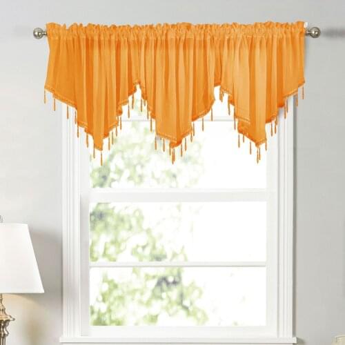 European-Style Solid Color Curtain Window Screen Triangle Voile Valance Curtain Kitchen Curtain Small Curtain Rod Curtain