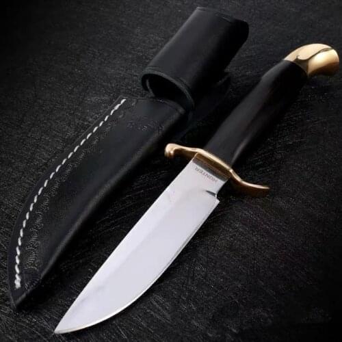 225mm D2 Blade Enhanced Hunting Straight Blade Rescue Knife Camping Fixed Blade Mirror Light Tactical Military Combat Knife