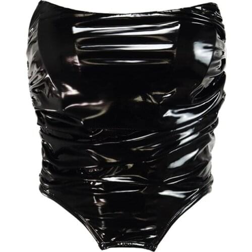 Autumn And Winter New Style European And American Hot Style WomenS Sexy Strapless Pu Leather Corset Vest Women