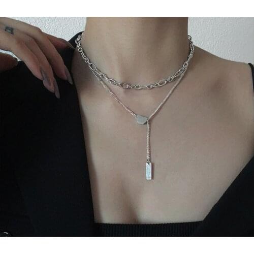 Origin Summer Vintage Double Layers Chokers Necklaces for Women Hollow Linked Chain Semicircle Coin Pendant Necklace Jewelry