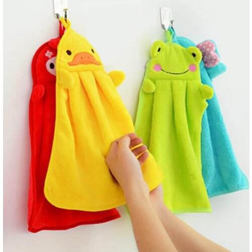 Hangable Kitchen Cleaning Rag Coral Velvet Bathroom Supplies Soft Hand Towel Cute Animal pattern Absorbent Cloth Kitchen Tools