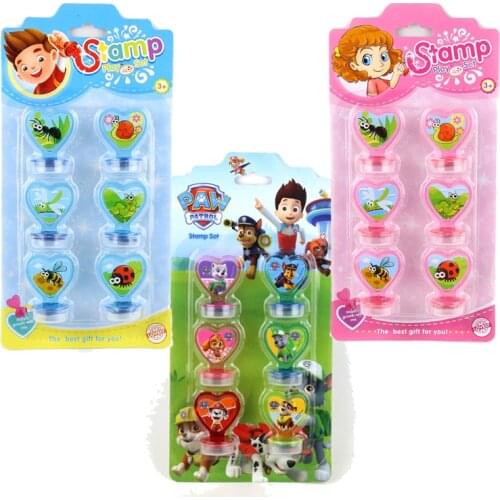 6pcs Paw Patrol Pattern Cartoon Figures Stamp Children Toys Stamp Elementary School Supplies Anime Stationery Kid Toys Boys Girl