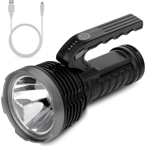 LED Portable Flashlight Torch USB Rechargeable Searchlight Waterproof Spotlight for Fishing Camping Light Lantern