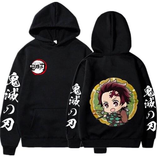 Harajuku Anime Demon Slayer Tanjirou Kamado Hoodies Sweatshirts Kawaii Cartoon Womens Clothes Men Winter Long Sleeve Streetwear