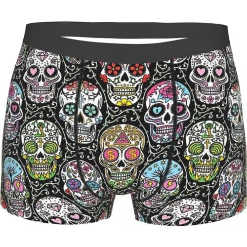 Heavy Metal 1960s Punk Rock Music Mexican Skull Pattern Underpants Breathbale Panties Man Underwear Ventilate
