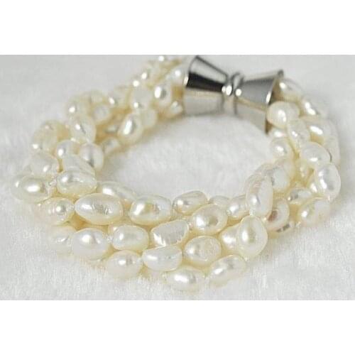 Unique Pearl Jewelry New Style White Color Baroque Pearls Twist Bracelet Magnet Clasp Handmade Fine Charming Women Gift