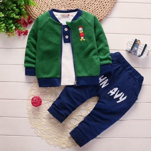 Spring Autumn Boys Sports Suit 3pieces Set Tracksuits Casual Clothes Cartoon Vest + T-shirt + Pants Kids Clothing Sets