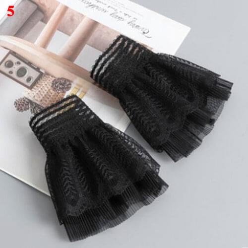 1 Pairs Vintage Multi Layer Ruffles Lace Fake Sleeve Arm Cover Elbow Sleeve Cuff Cutout Thin Section Scar Cover Gloves Female