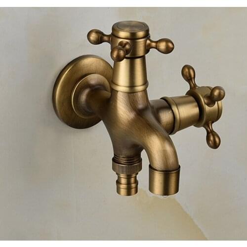 High Quality Total Brass Brushed Double Using Washing Machine Faucet Bathroom Corner Faucet Tap Garden Outdoor Mixer