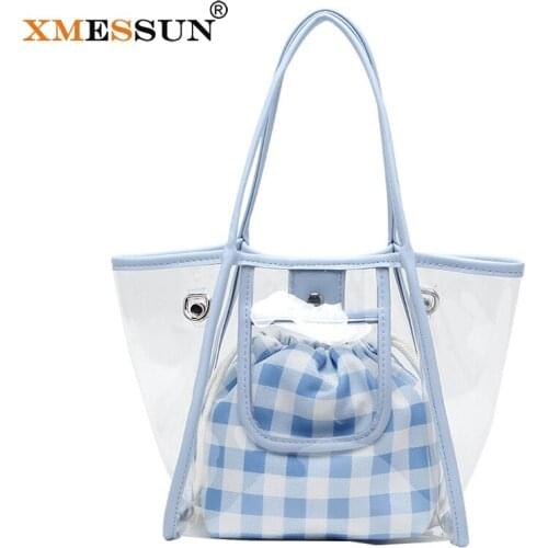 XMESSUN New Clear Composite Bag Large Capacity Transparent PVC Chain Shoulder Messenger Bag Fashion Shopping Travel Vacation Bag