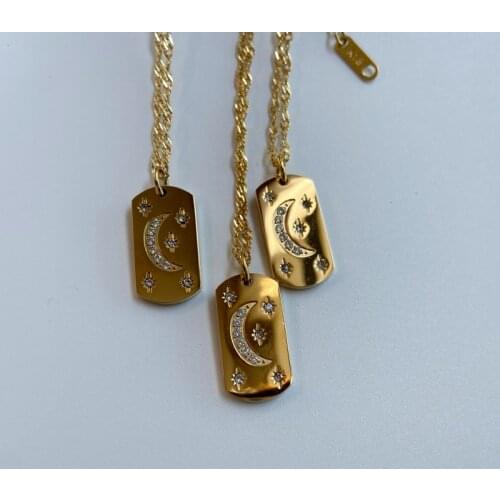 Joolim Jewelry Wholesale Starburst Rectangle Pendant Necklace Waterproof Gold Jewelry