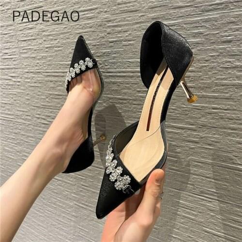 Womens Shoes 2021 Crystal Korean Party Heels for Women Sexy Elegant Heels