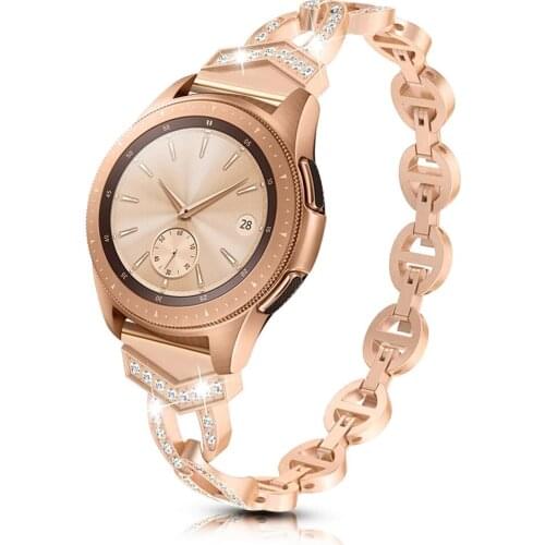 20mm Women Diamond Bracelet for Samsung Galaxy Watch 4 44mm 40mm Quick Release Metal Strap for Galaxy Watch 3 41mm/Active 2 Band