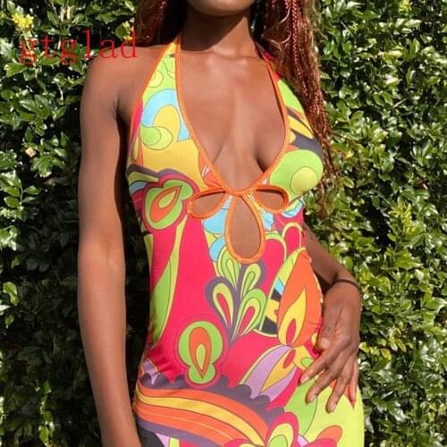 Gtglad V Neck Sleeveless Romper Sexy Women Knitted Print Y2k 90s Vintage Casual Summer Mini Bodycon Playsuits Orange Bodysuit