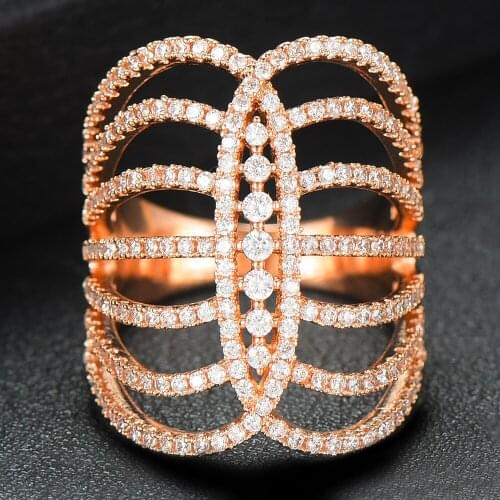 GODKI Morocco Luxury Cross Lines Wide Big Ring for Women Full Cubic Zircon Finger Rings Bohemian Dubai Jewelry Bridal Wedding