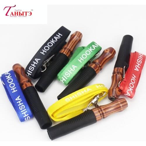 1pc Reusable Hookah Mouthpiece with Hang Rope Strap Shisha Mouth Tips Silicon Wooden Chicha Narguile Water Pipe Mouthpieces men